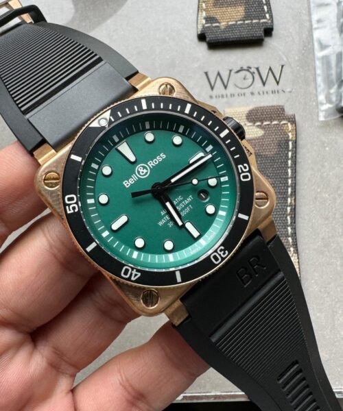 BR 03-92 Diver Ceramic Bezel Bronze B12 1:1 Best Edition Green Dial on Black Rubber Strap MIYOTA 9015