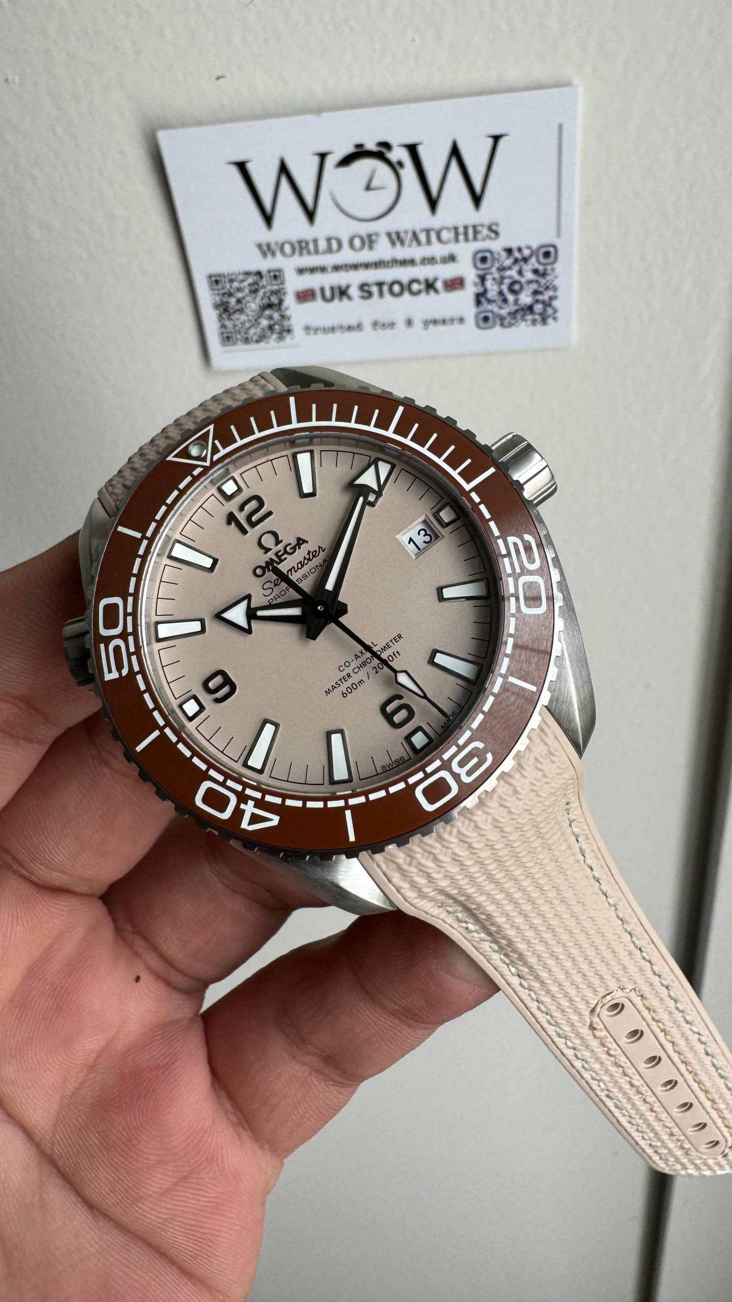 Planet Ocean 600M 43.5mm Bronze Color Ceramic Bezel SS VSF 1:1 Best Edition Sand-Blasted Beige Dial and Rubber Strap A8900