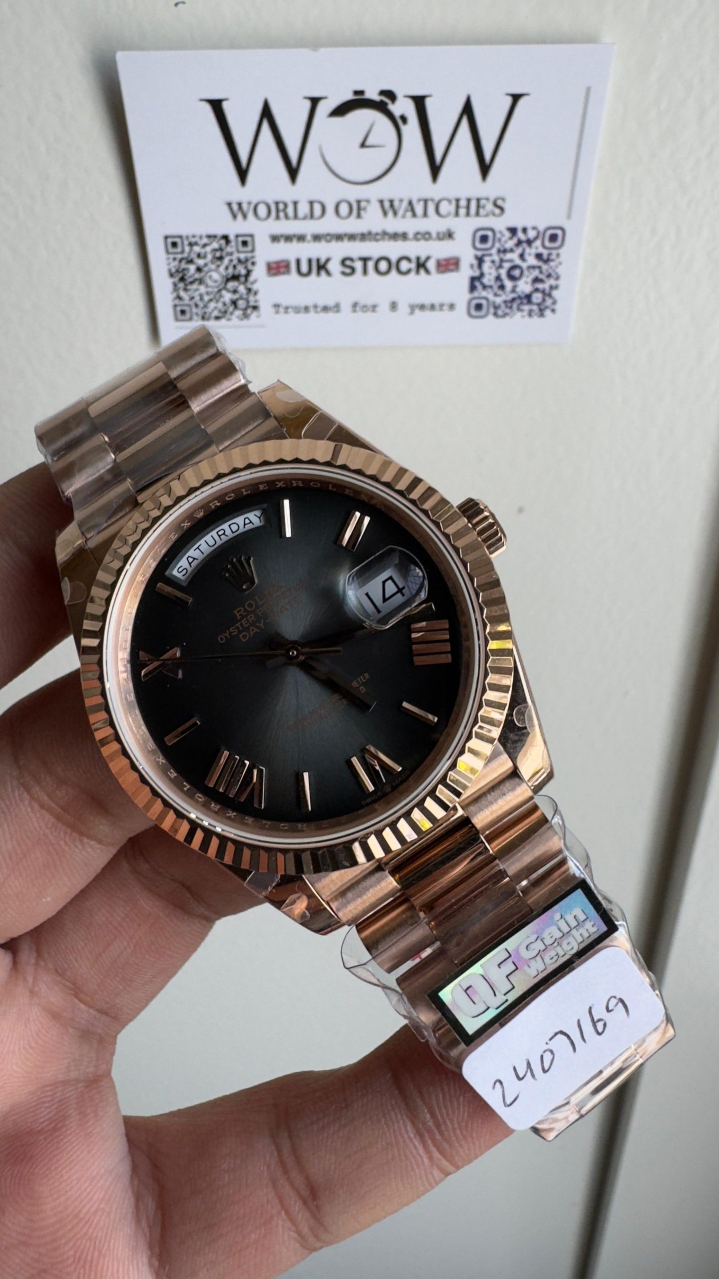 Qf V5 Day-Date 228238 40mm RG 904L Steel Grey Gradient Dial Gain Weight 185g Day date