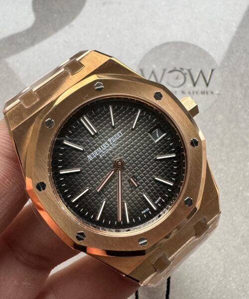 Royal Oak 39mm 16202 “50th Anniversary” RG ZF 1:1 Best Edition Gray Textured Dial on RG Bracelet A7121