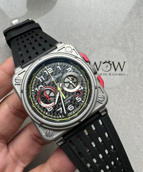 BR 03-94 Chrono Ti B12 Carbon Dial on Black Rubber Strap A7750