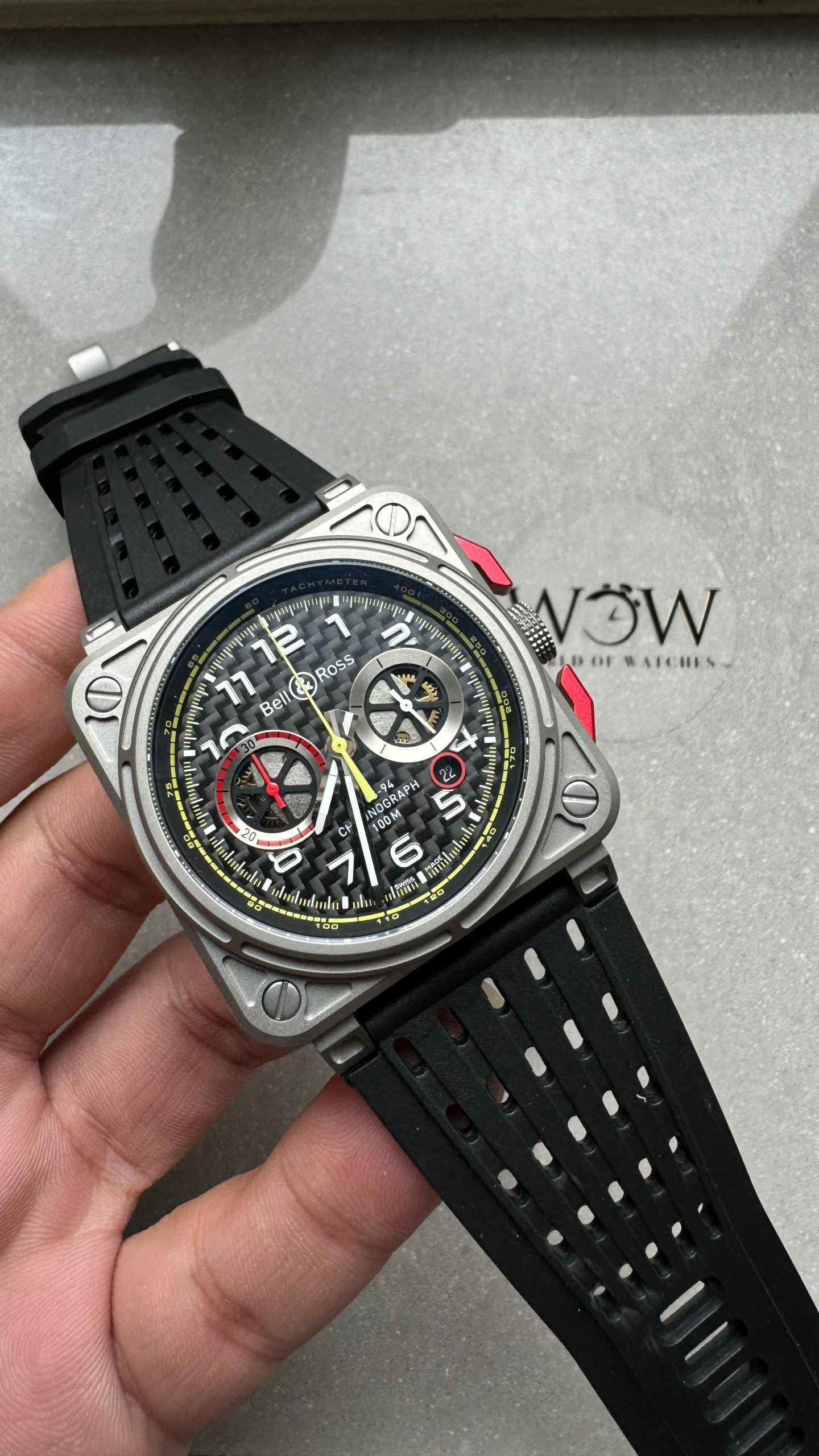 BR 03-94 Chrono Ti B12 Carbon Dial on Black Rubber Strap A7750