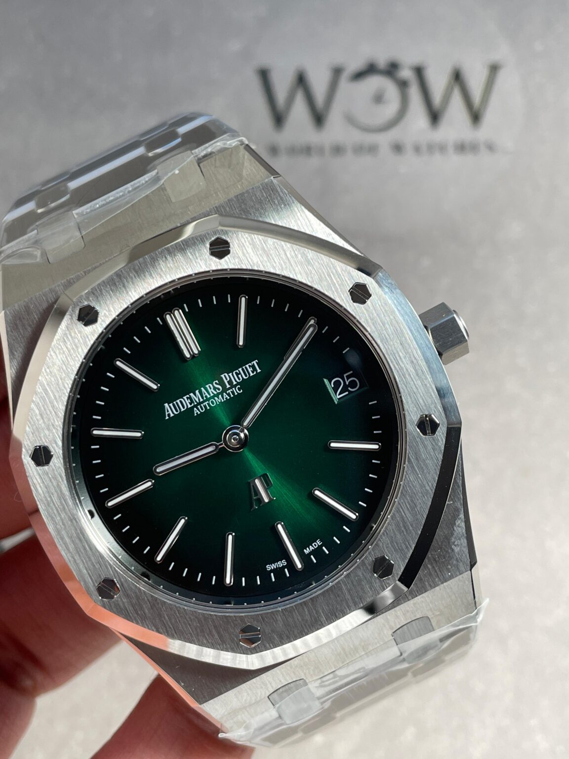 Royal Oak 39mm 16202 “50th Anniversary” SS ZF 1:1 Best Edition Green Textured Dial on SS Bracelet A7121 - Image 4