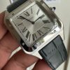 Santos Dumont 31.4mm SS AF 1:1 Best Edition Silver Dial on Black Croco Strap A157