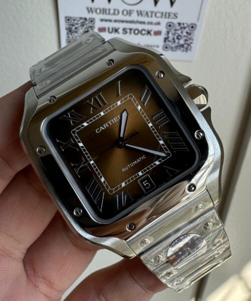 Santos 40mm SS BVF 1:1 Best Edition Brown Dial on SS SmartLinks Bracelet MIYOTA 9015