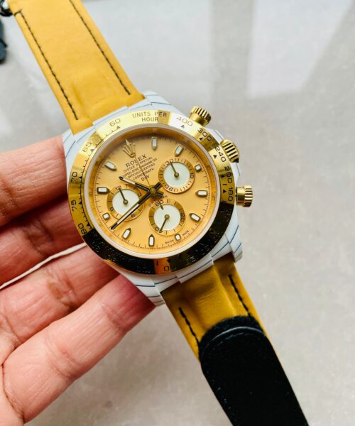 Daytona DIW White Carbon/YG DIWF Best Edition Gold Dial on Black Nylon Strap A7750