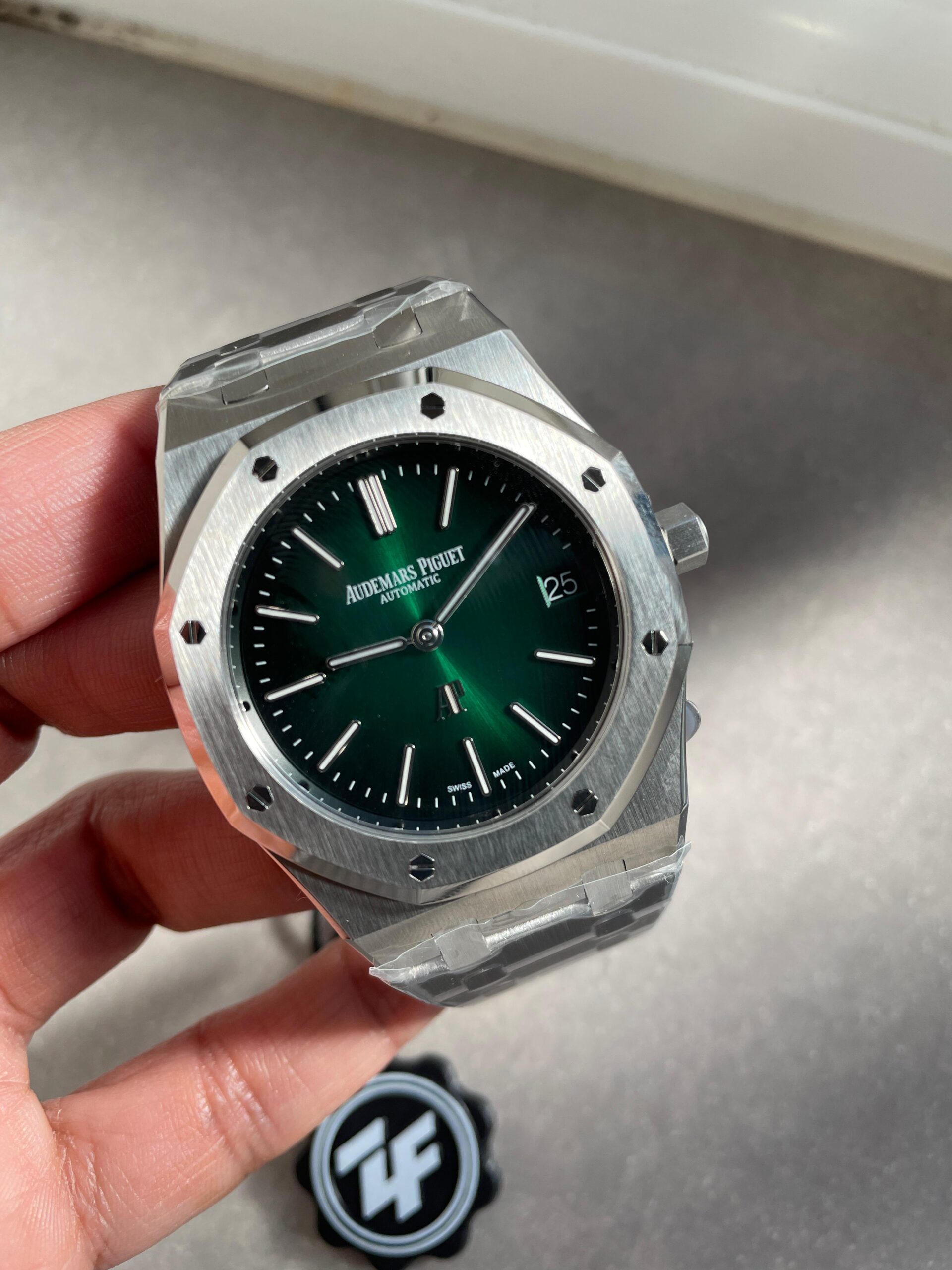 Royal Oak 39mm 16202 “50th Anniversary” SS ZF 1:1 Best Edition Green Textured Dial on SS Bracelet A7121