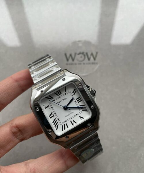 Santos de Cartir 35mm 2018 BVF 1:1 Best Edition White Dial on SS Bracelet MIYOTA 9015