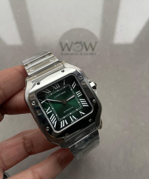 Santos 35mm 2018 SS BVF 1:1 Best Edition Green Dial on SmartLinks Bracelet MIYOTA 9015