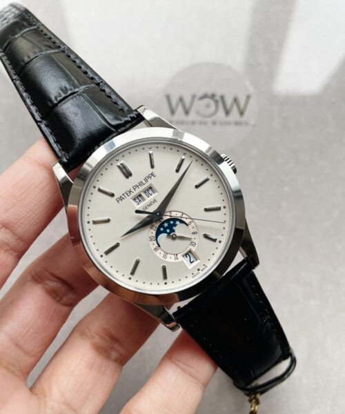 Annual Calendar Moonphase 5396 SS ZF 1:1 Best Edition White/Blue Dial on Black Leather Strap A324