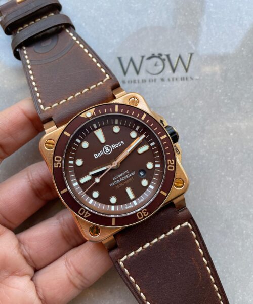 BR03-92 Diver 42mm Bronze BRF Brown Dial on Leather Strap A2824
