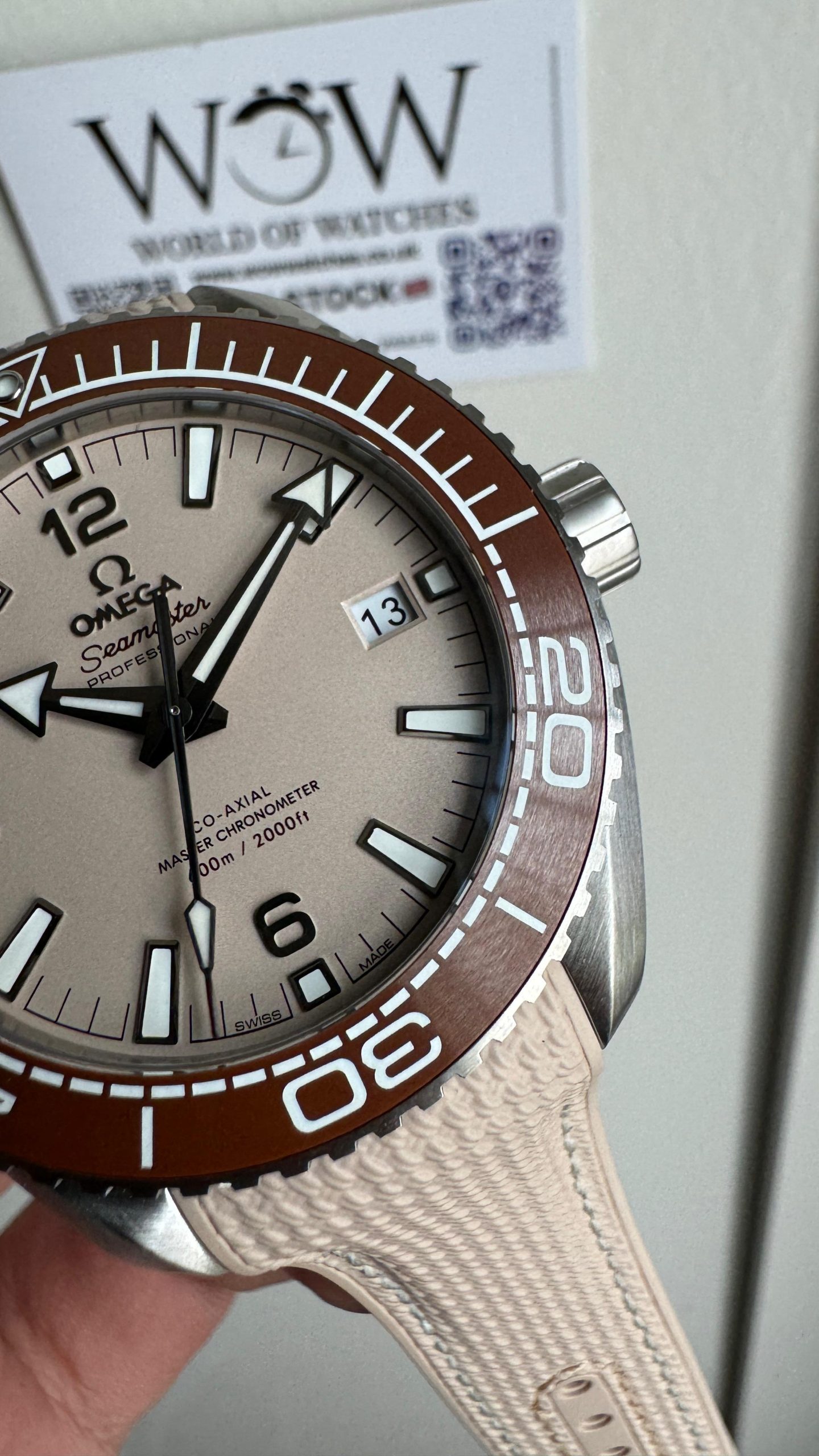 Planet Ocean 600M 43.5mm Bronze Color Ceramic Bezel SS VSF 1:1 Best Edition Sand-Blasted Beige Dial and Rubber Strap A8900 - Image 3