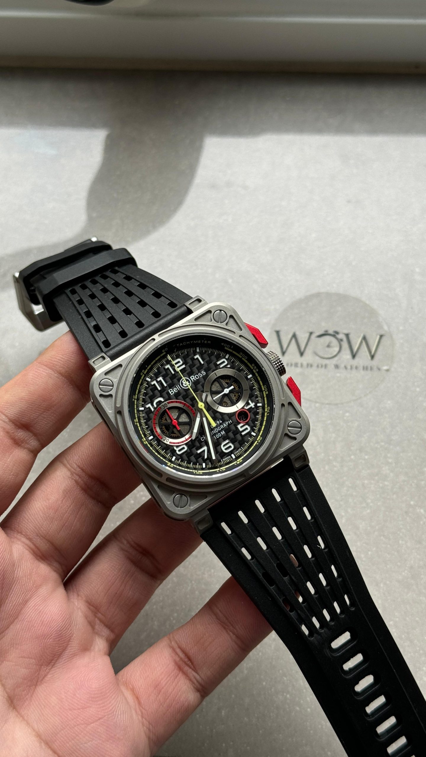 BR 03-94 Chrono Ti B12 Carbon Dial on Black Rubber Strap A7750 - Image 3