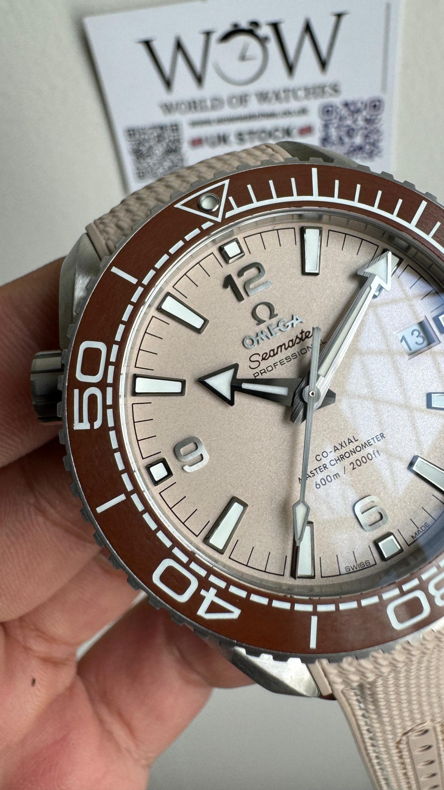 Planet Ocean 600M 43.5mm Bronze Color Ceramic Bezel SS VSF 1:1 Best Edition Sand-Blasted Beige Dial and Rubber Strap A8900 - Image 4