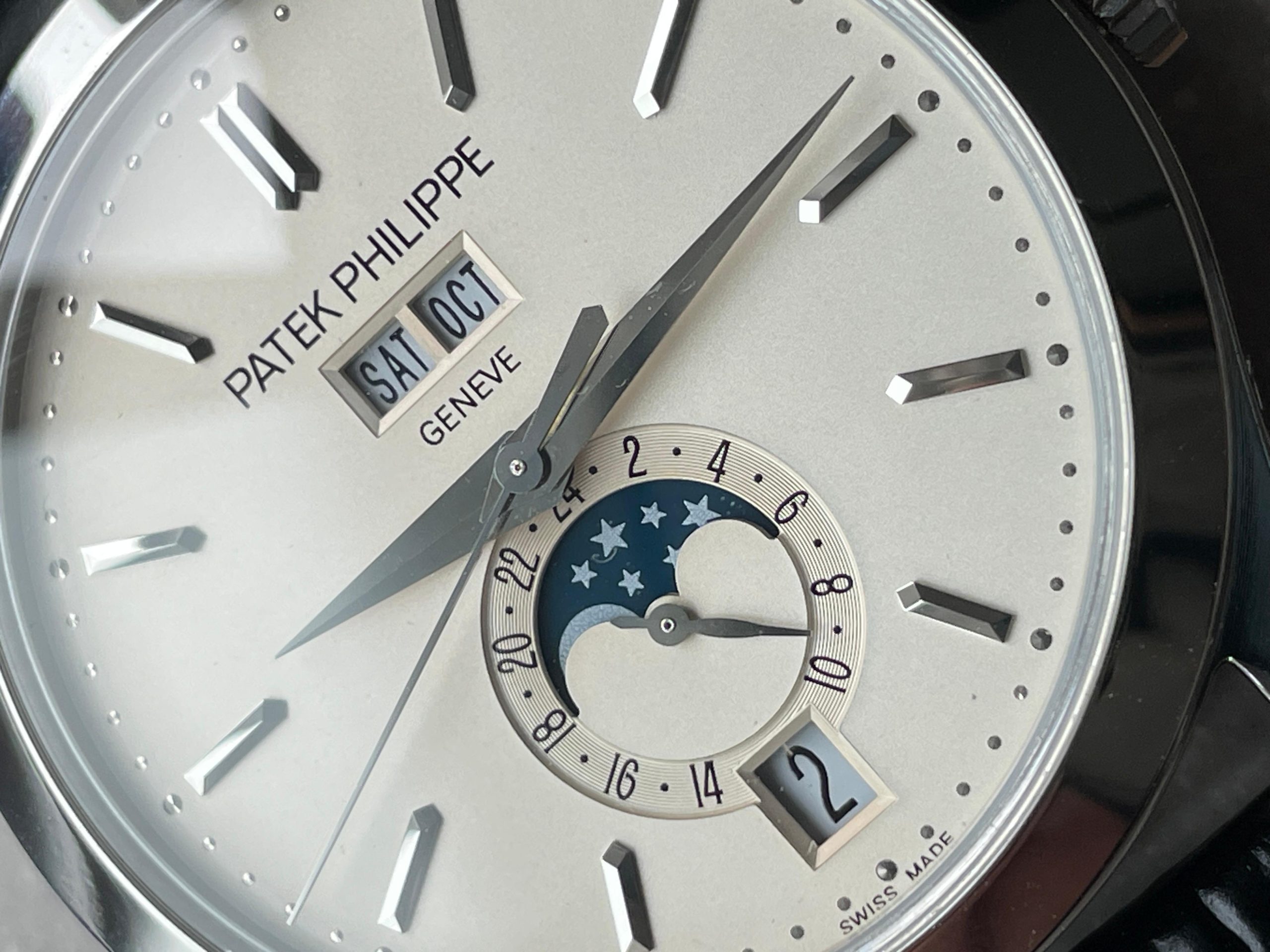 Annual Calendar Moonphase 5396 SS ZF 1:1 Best Edition White/Blue Dial on Black Leather Strap A324 - Image 7