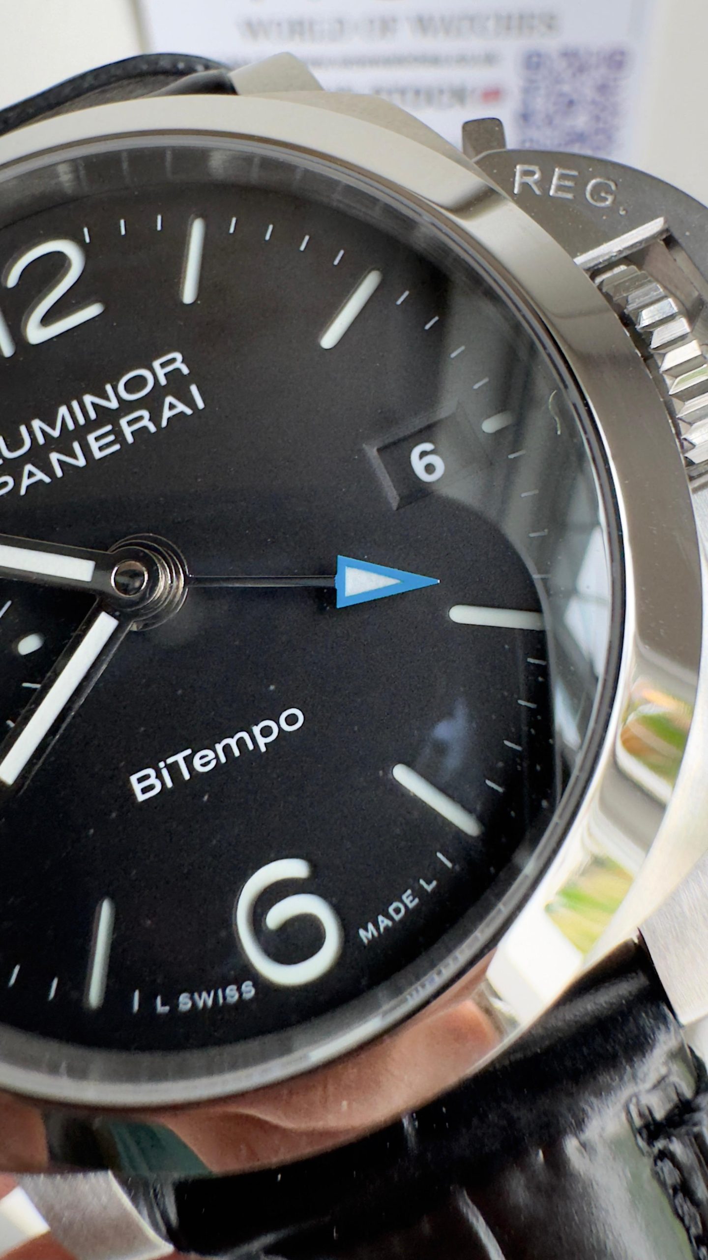 PAM1365 Z GMT SS VSF 1:1 Best Edition Black Dial on Black Leather Strap Asian P900 - Image 6