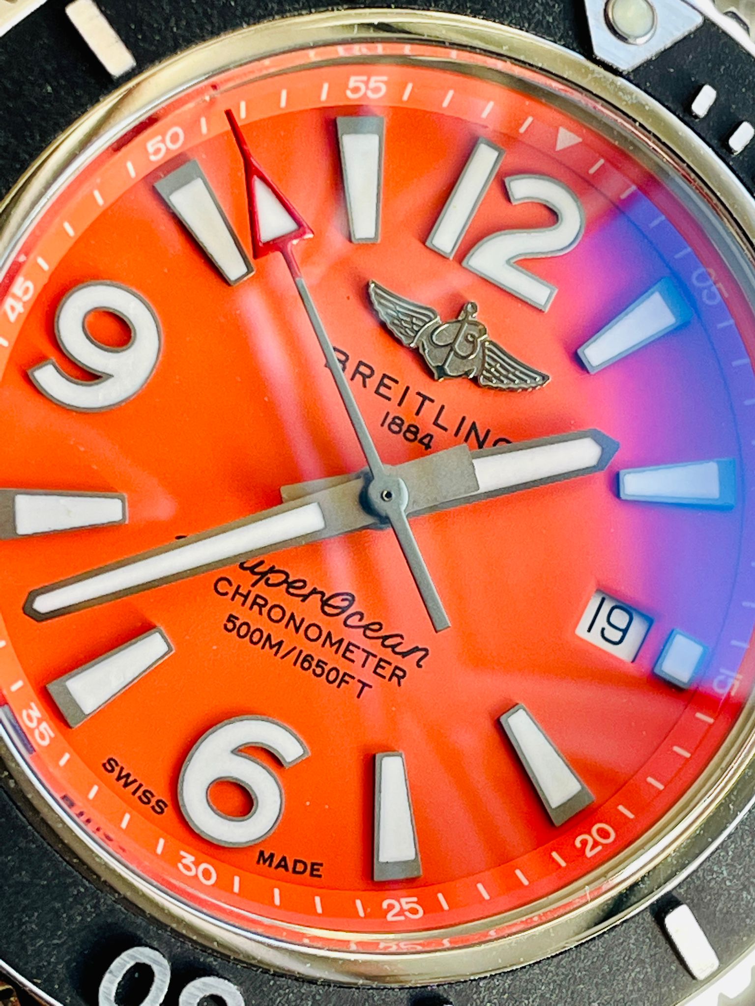 Superocean Automatic 44 BLSF 1:1 Best Edition orange Dial Black Bezel on SS Strap A2824 - Image 3