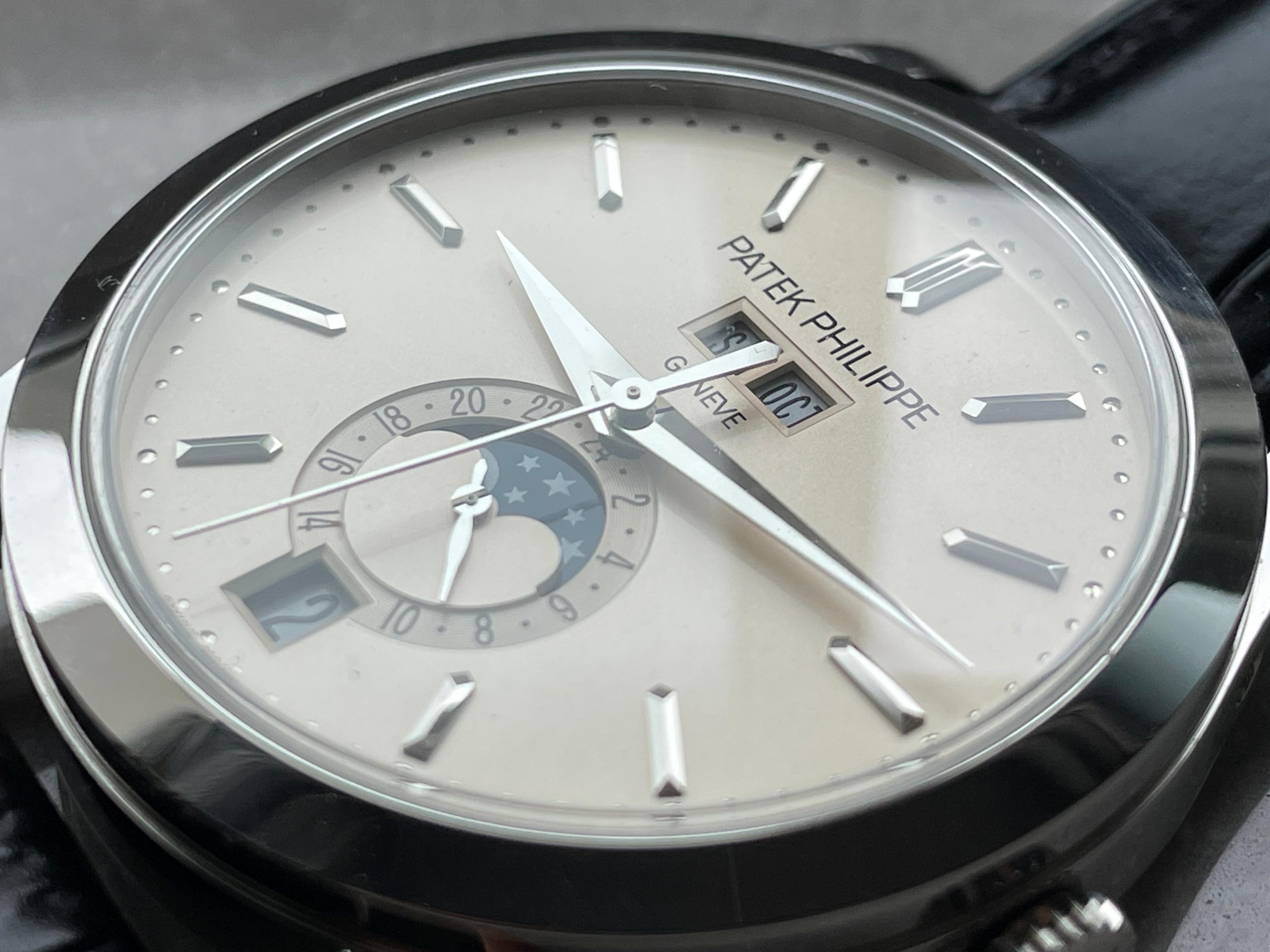 Annual Calendar Moonphase 5396 SS ZF 1:1 Best Edition White/Blue Dial on Black Leather Strap A324 - Image 6