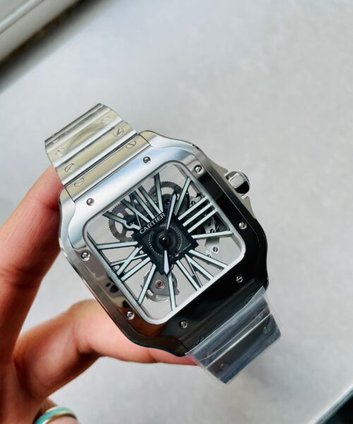 Santos skeleton SS TWF 40mm Best Edition Skeleton Dial on SS Bracelet Ronda Quartz