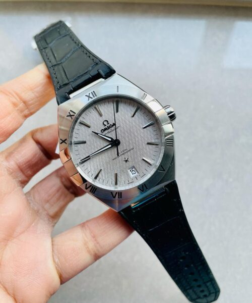 Constellation Black Ceramic SS SBF 1:1 Best Edition White Textured Dial on Black Gummy Strap A8900