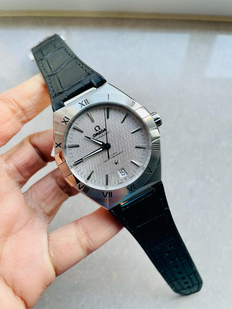 Constellation Black Ceramic SS SBF 1:1 Best Edition White Textured Dial on Black Gummy Strap A8900