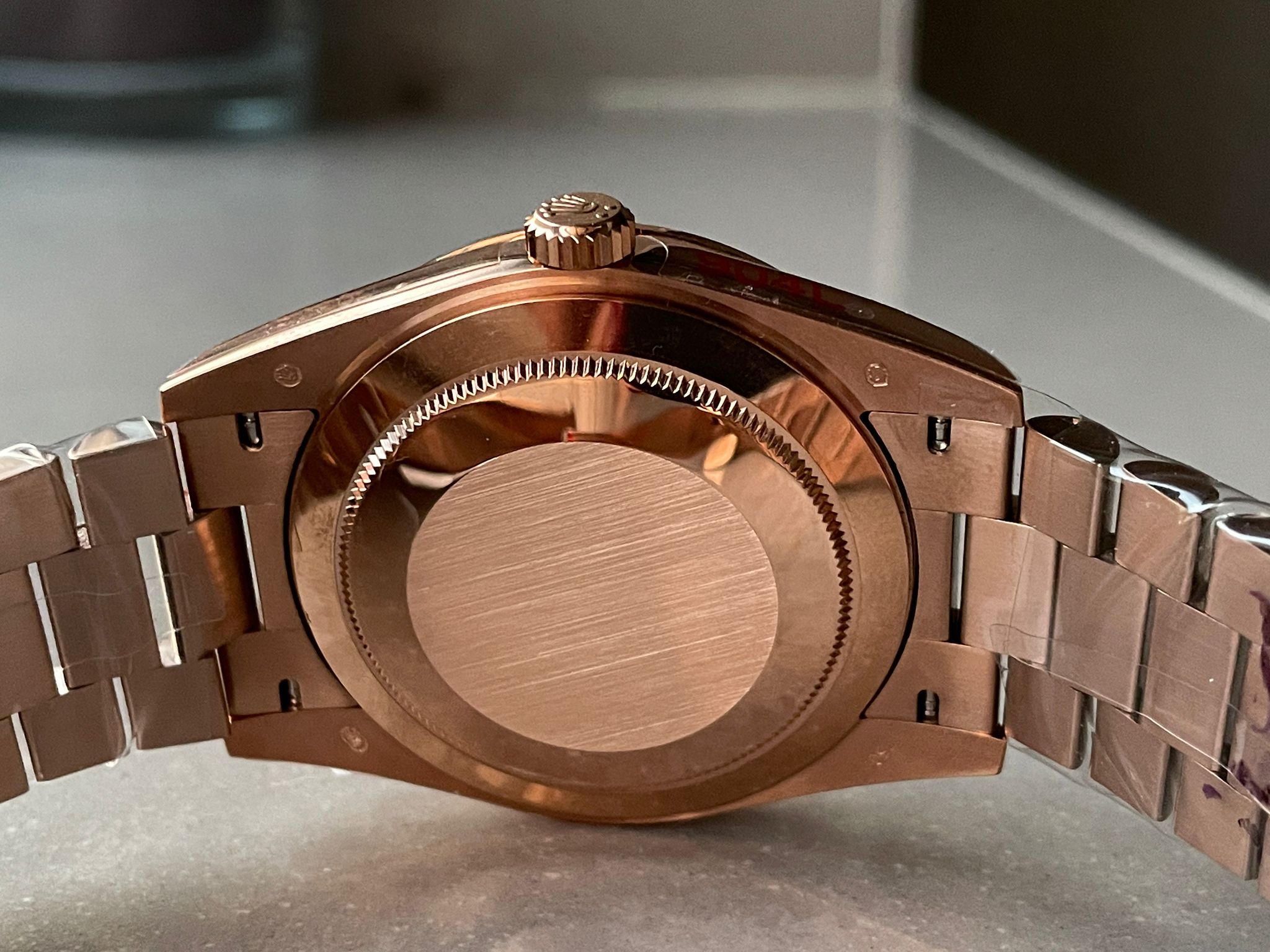 Day-Date 40mm 228235 904L RG Fluted Bezel Rose Gold Dial on RG President Bracelet with Tungsten steel for extra weight GMF - Image 8