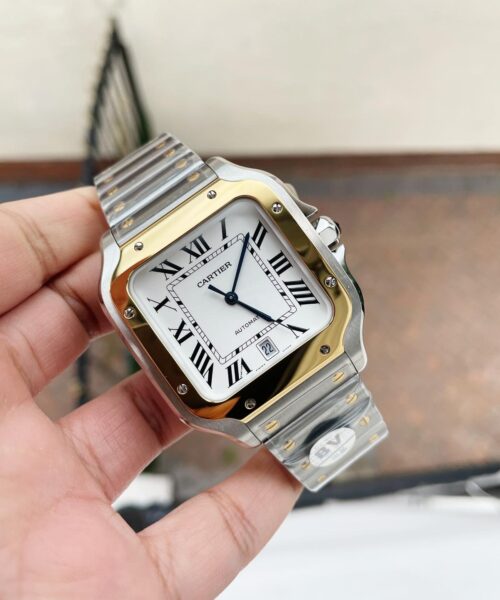 Santos 40mm SS/YG BVF 1:1 Best Edition White Dial on SS/YG SmartLinks Bracelet MIYOTA 9015