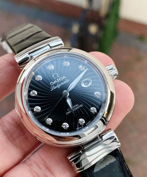 V6F 34mm LADYMATIC SS BLACK LEATHER STRAP A2836