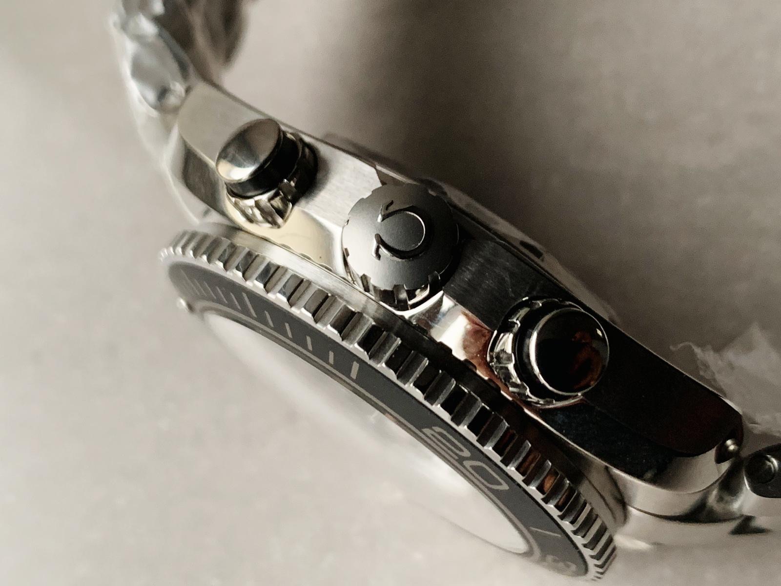 Planet Ocean SEAMASTER Chronometer OMF SS Black Matte Bezel Grey Dial on SS Bracelet A9900 (Black Balance Wheel) - Image 6