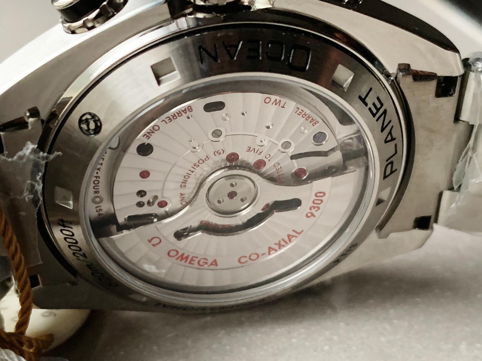 Planet Ocean SEAMASTER Chronometer OMF SS Black Matte Bezel Grey Dial on SS Bracelet A9900 (Black Balance Wheel) - Image 9