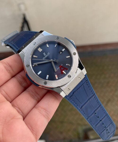 Classic Fusion 45mm SS HBF 1:1 Best Edition Blue Dial on Blue Gummy Strap A2892