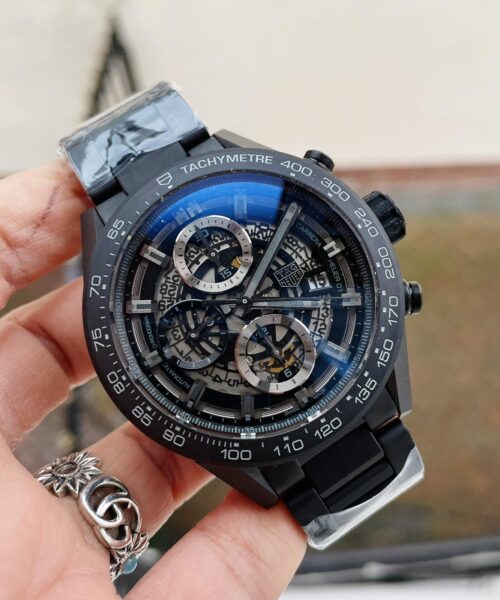 Calibre Heuer 01 Chrono 43mm Ceramic XF 1:1 Best Edition Skeleton Dial on Black Ceramic Strap A1887