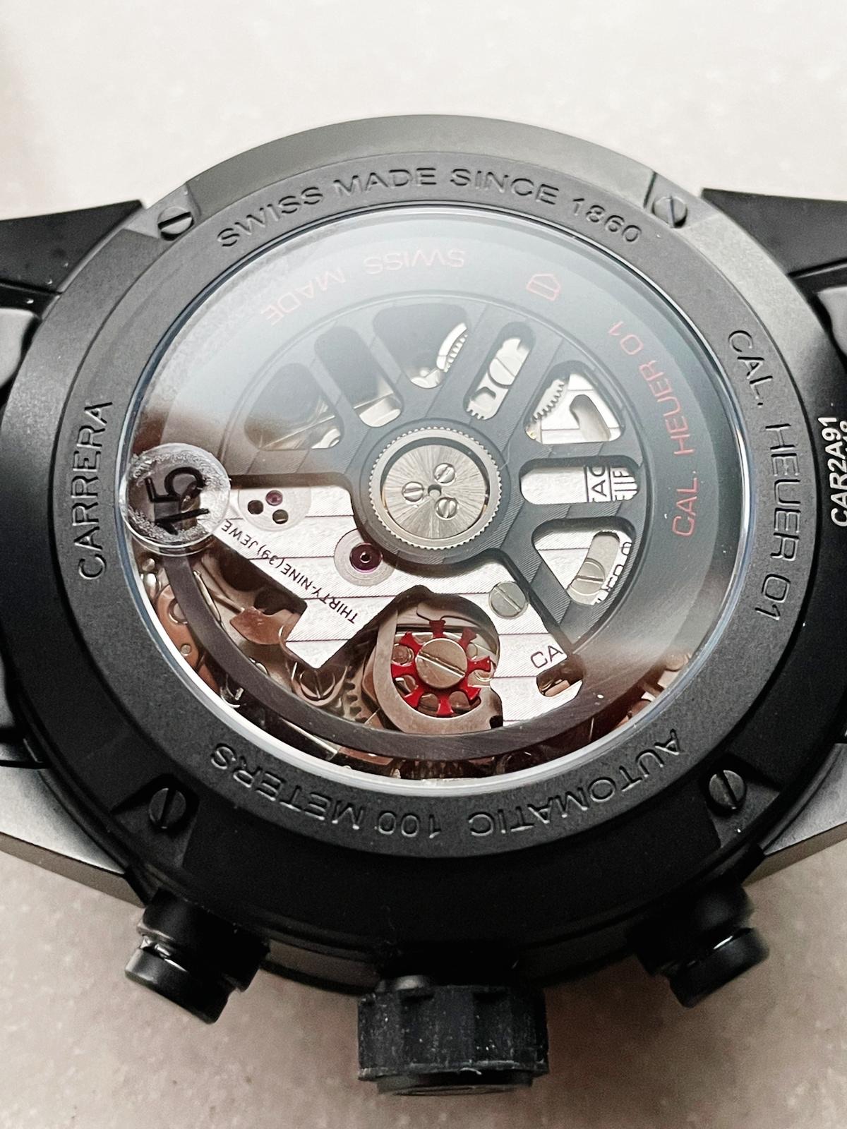 Calibre Heuer 01 Chrono 43mm Ceramic XF 1:1 Best Edition Skeleton Dial on Black Ceramic Strap A1887 - Image 7