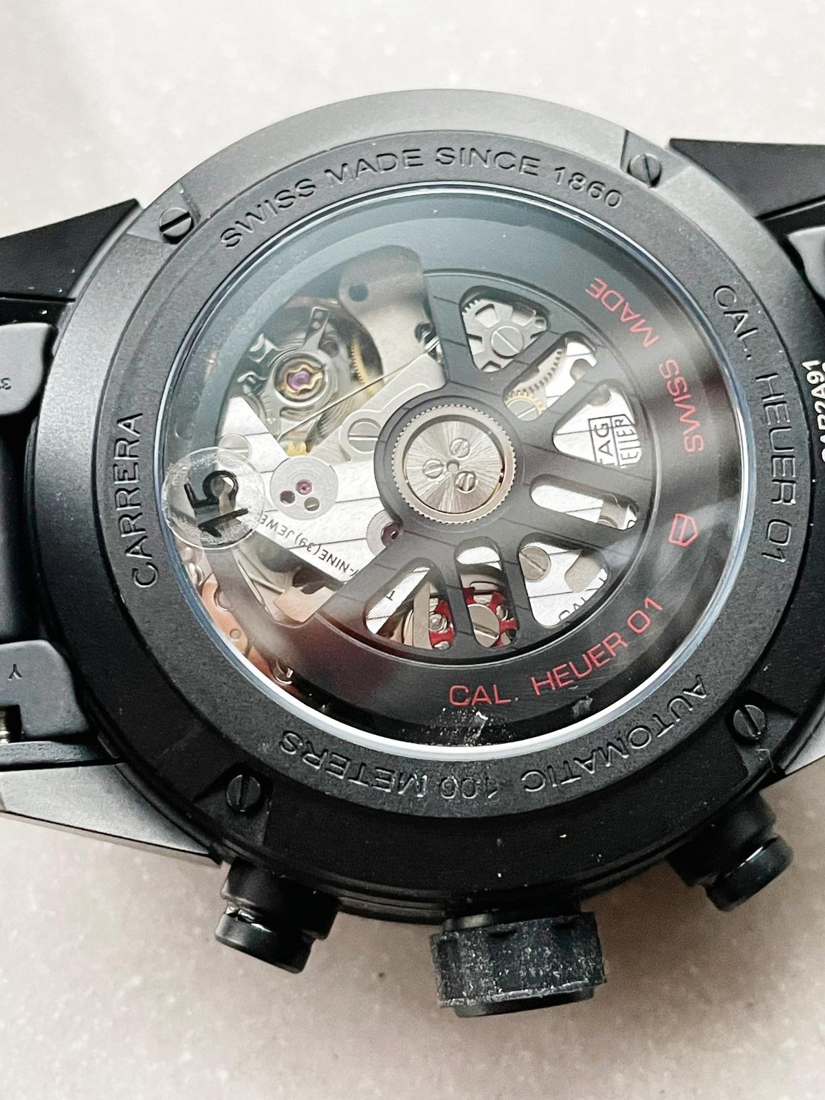 Calibre Heuer 01 Chrono 43mm Ceramic XF 1:1 Best Edition Skeleton Dial on Black Ceramic Strap A1887 - Image 8