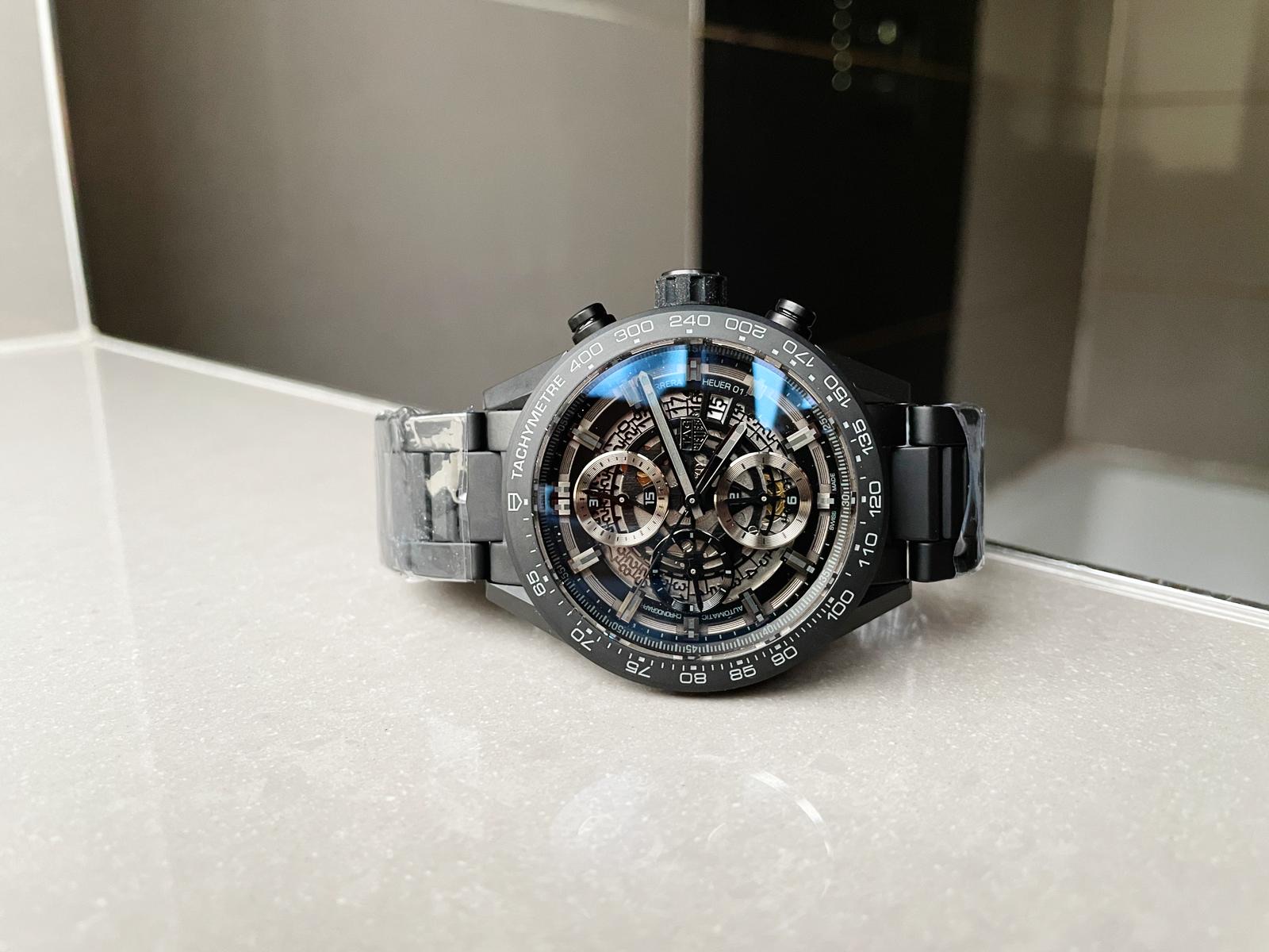 Calibre Heuer 01 Chrono 43mm Ceramic XF 1:1 Best Edition Skeleton Dial on Black Ceramic Strap A1887 - Image 3