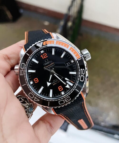 Planet Ocean 43.5mm SS VSF 1:1 Best Edition Black/Orange Bezel Black Dial on Black Nylon Strap A8900