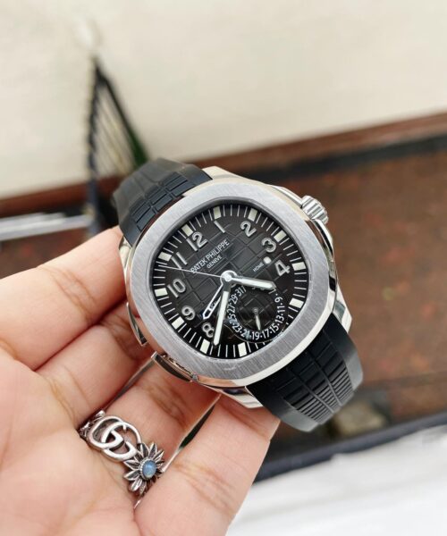 AQUANAUT 5164A SS GRF BEST EDITION BLACK DIAL ON BLACK RUBBER STRAP A324 V2