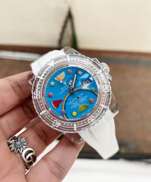 Submariner Phantomlab Transparent 5GF Best Edition Blue Fruit Dial on White Rubber Strap VR3135