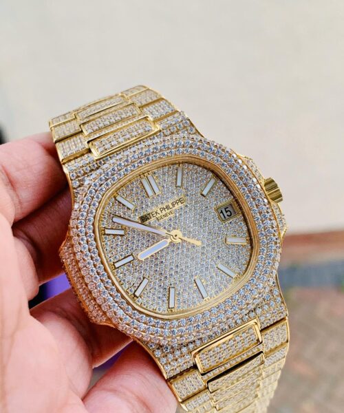 ICED Nautilus Jumbo 5711 YG TWF Full Paved Diamonds Dial Case and Bracelet A324