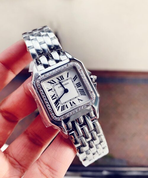 Panthère Secrete Ladies SS GF 1:1 Best Edition White Dial Diamonds Bezel on SS Bracelet Swiss Ronda Quartz