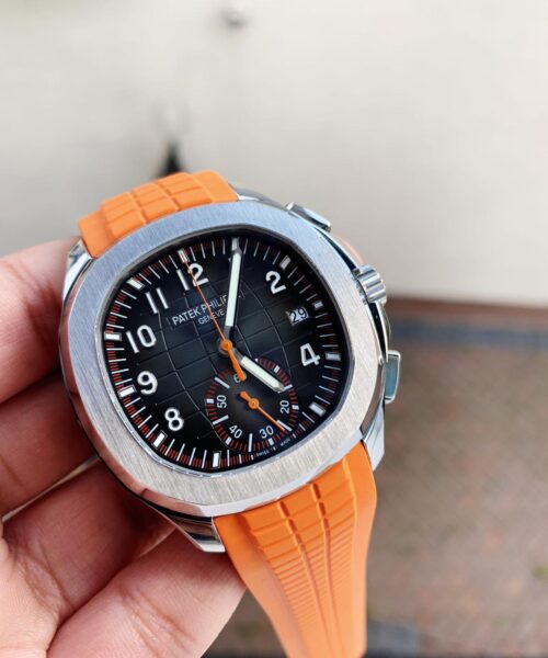 Aquanaut 5168G 42mm SS ZF 1:1 Best Edition Black Dial on Orange Rubber Strap