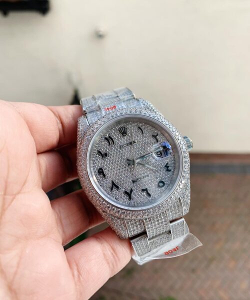 OYSTER PERPETUAL 41mm 904L SS MOISSANITE DIAMONDS BRACELET AND DIAL A2824 iced out