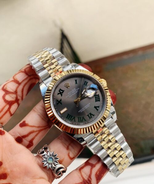 New DateJust 41 126334 SS/YG REF 1:1 Best Edition Gray Dial Green Roman Markers on Jubilee Bracelet A3235