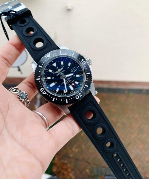 Superocean 44mm Special GF 1:1 Best Edition Black Dial on Black Rubber Strap A2824
