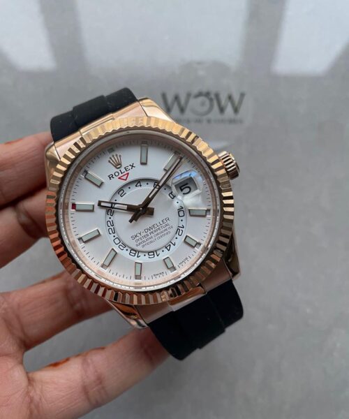 Skydweller SS/RG twf best edition white dial on rubber bracelet A23J