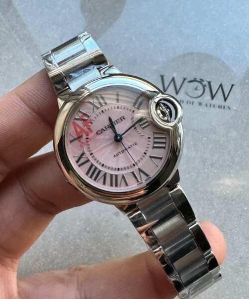 Ballon Bleu 33mm SS AF 1:1 Best Edition Pink Textured Dial on SS Bracelet Cal.076