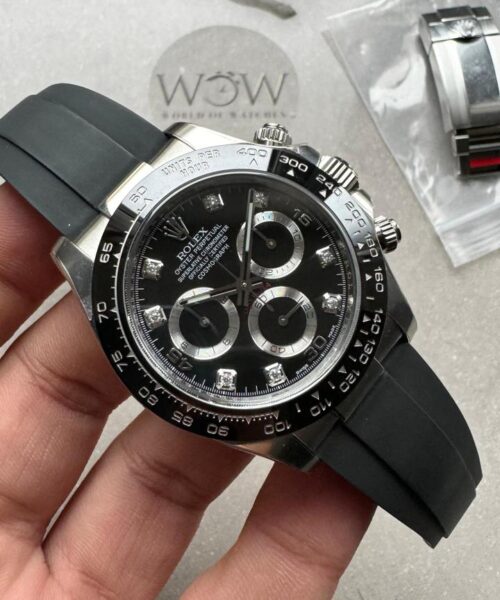 Daytona 116519 904L SS Black Dial on Rubber Strap Clean A4130