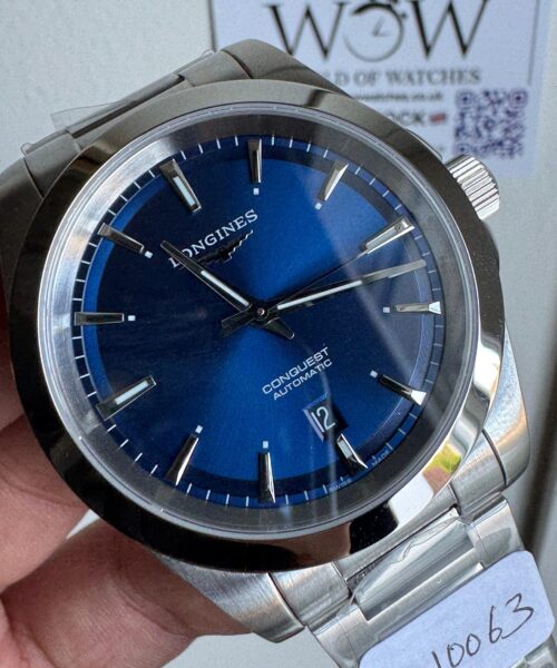 L Conquest 2023 L3.830.4.02.6 OGF blue dial SS bezel SS strap Automatic Sw200