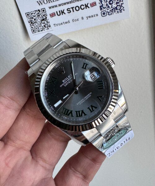 Datejust 41mm 126334 “Wimbledon” 904L SS Fluted Bezel Slate Dial on SS Oyster Bracelet Clean VR3235