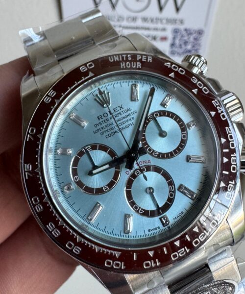 Daytona 126506 904L SS Ice Blue open back on SS Bracelet Clean SH4131